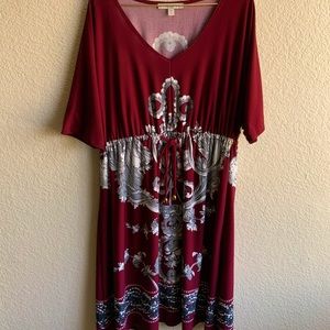Half Sleeve Stretchy Ruby pattern dress